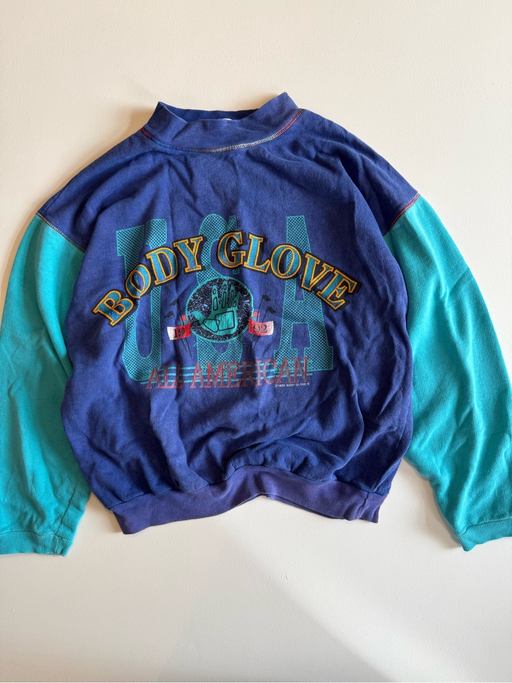 Vintage Body Glove Colorblock Crewneck Sweatshirt - Blue & Teal